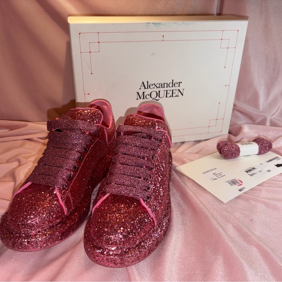 Alexander McQueen Glitter Women’s Sneakers in Printers Pink - 38.5 / 8.5 - Picture 7 of 10